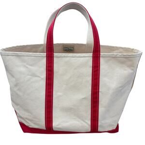 Vintage LL Bean Boat and Tote Canvas Bag White and Red